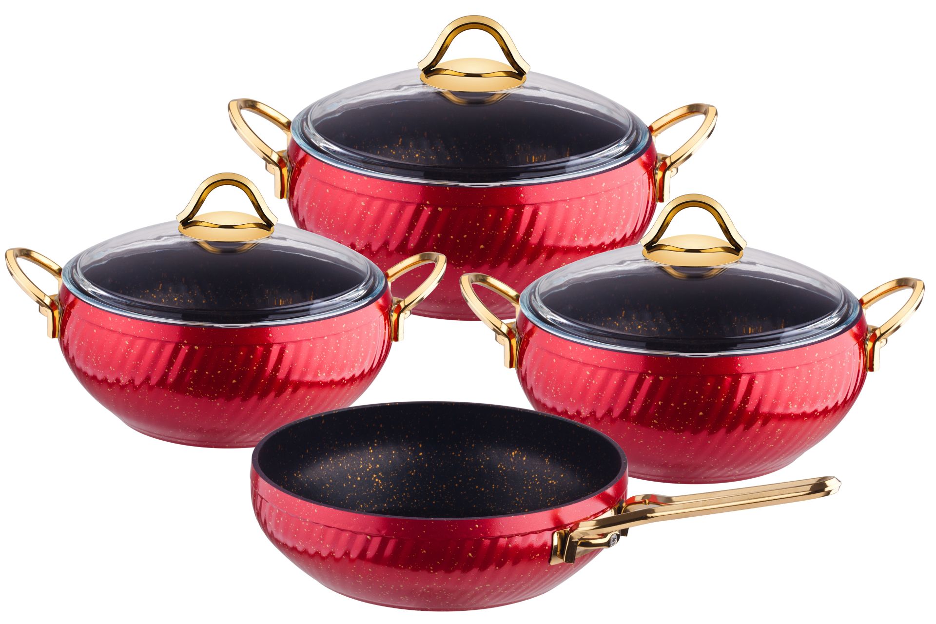 HİRA GRANİT 7 PARÇA GÜVEÇ SET KIRMIZI