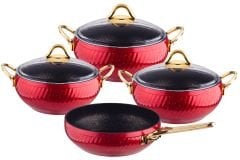 HİRA GRANİT 7 PARÇA GÜVEÇ SET KIRMIZI
