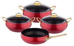 GRANİT GÜVEÇ 7 PARÇA SET KIRMIZI