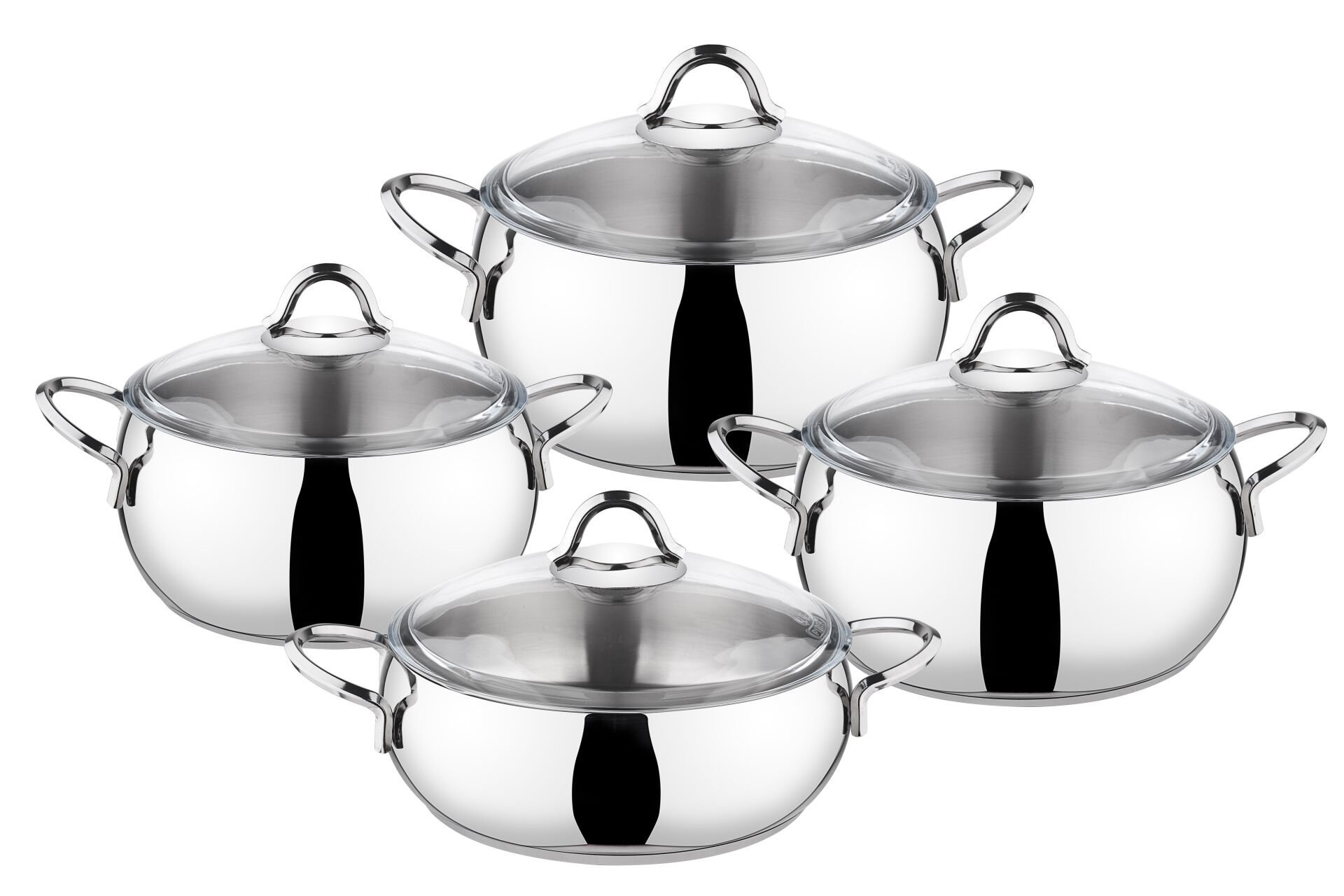 DEFNE 4'LÜ GÜVEÇ TENCERE SETİ GÜMÜŞ